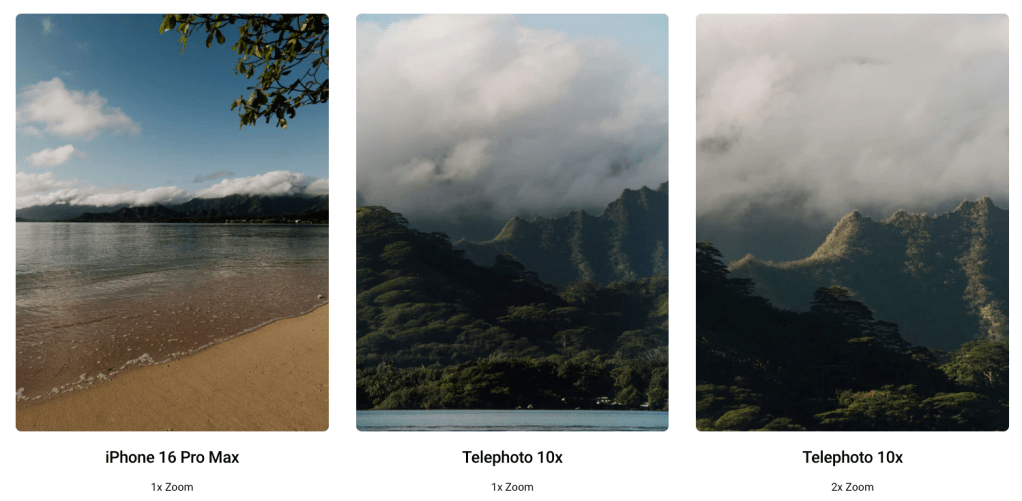 A collage of a beach and mountains